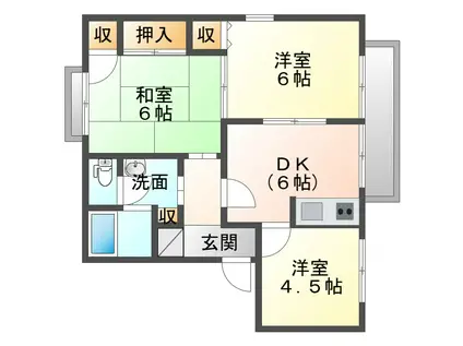 アール・ド・ヴィーヴル(3DK/2階)の間取り写真