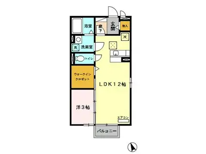 エミールII(1LDK/1階)の間取り写真