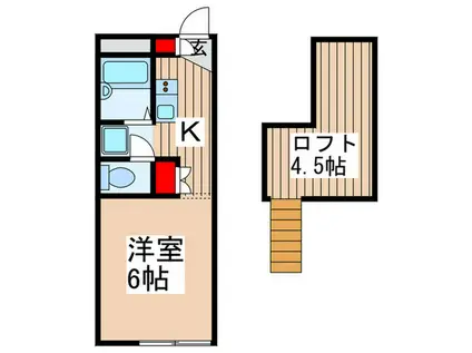 レインボーパレス(1K/2階)の間取り写真