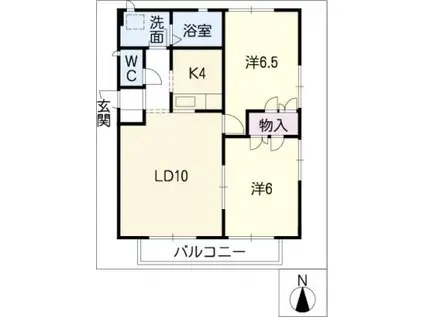 フェリス梶間(2LDK/1階)の間取り写真