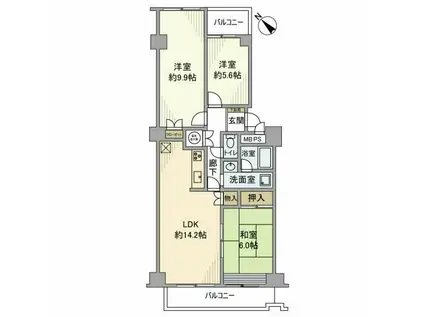 鎌倉グリーンマンション(3LDK/10階)の間取り写真