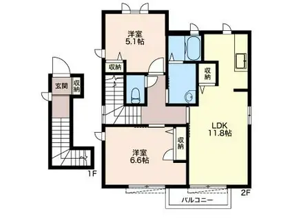 ライネスハイム(2LDK/2階)の間取り写真