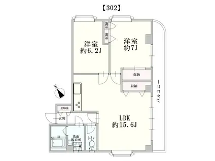 メゾンらねーじゅ(2LDK/3階)の間取り写真