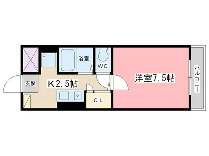 ウエスティン安朱(1K/2階)の間取り写真