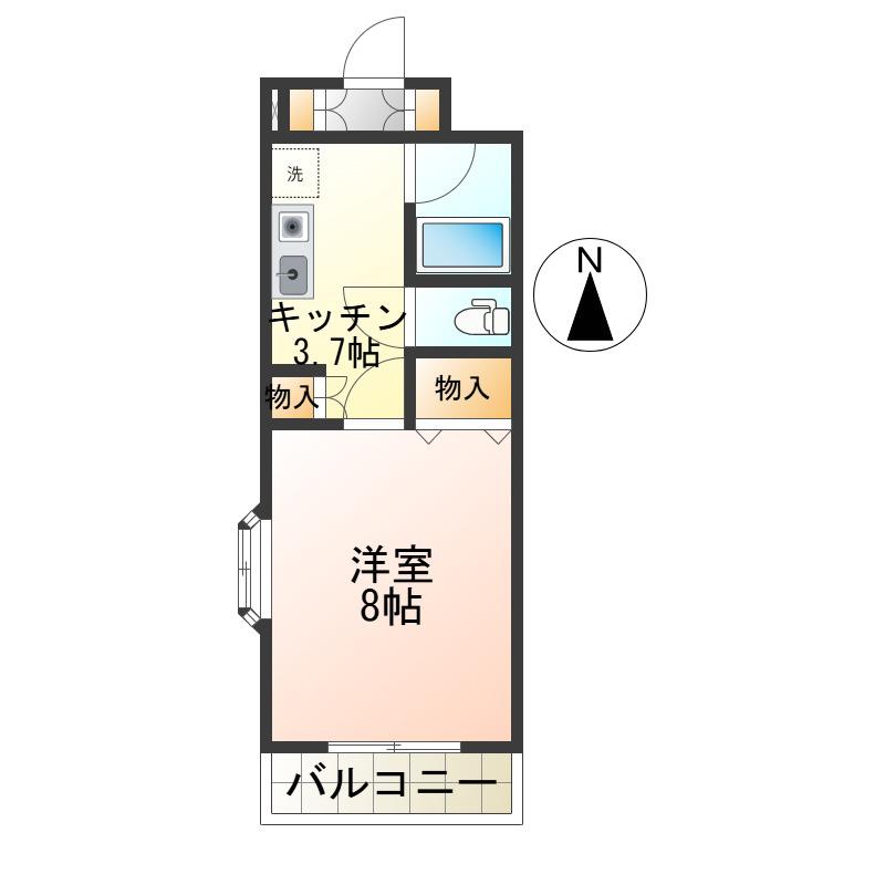 ZINハイツ(1K/2階)の間取り写真
