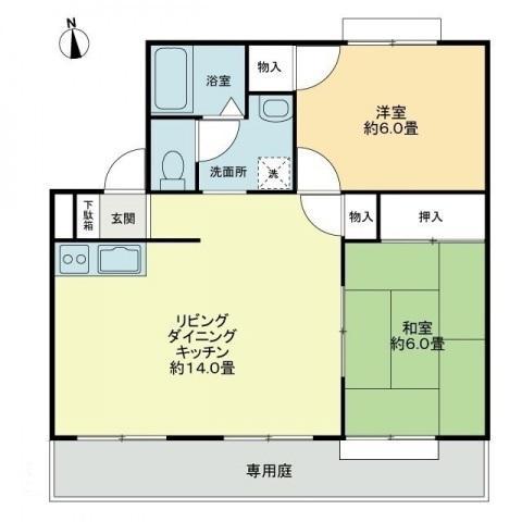 フォブール吉峰 A棟(2LDK/1階)の間取り写真