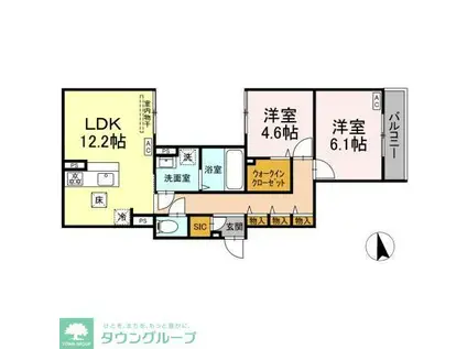 セレスティア竹ノ塚II(2LDK/2階)の間取り写真