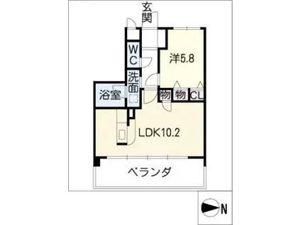 アブレスト平針(1LDK/1階)の間取り写真