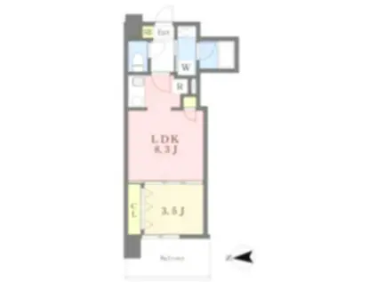 RJRプレシア江坂駅前(1LDK/7階)の間取り写真