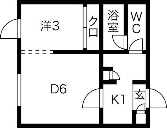 セトル南10条(1DK/2階)の間取り写真