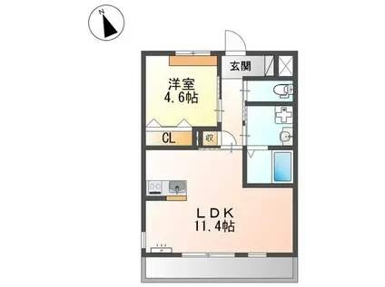 エトワールシャトーI(1LDK/2階)の間取り写真