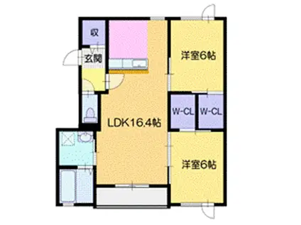 クリスタル リタ(2LDK/3階)の間取り写真