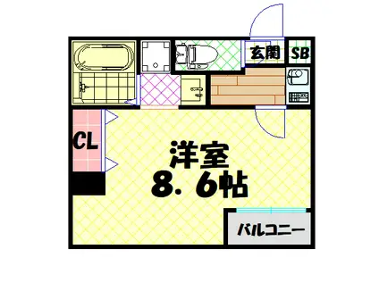 みおつくし東なんば(1K/3階)の間取り写真