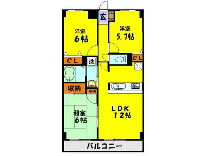 スターハイム朝霞(2SLDK/2階)の間取り写真