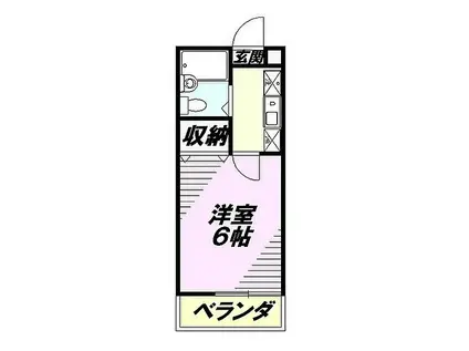 リバーサイド五十嵐(1K/2階)の間取り写真