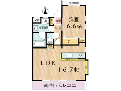 カーサリベルタ(1LDK/4階)の間取り写真