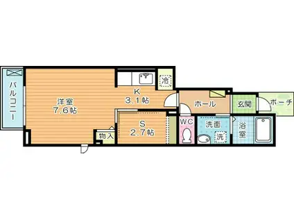 ウエスト HILLSIII(1SK/1階)の間取り写真