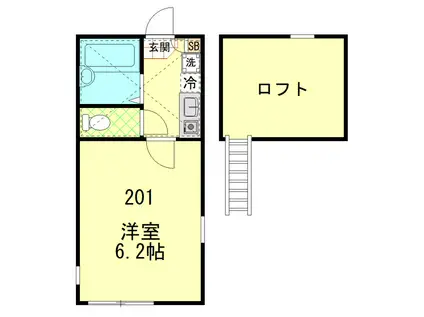 モントレーMONTEREY(1K/2階)の間取り写真
