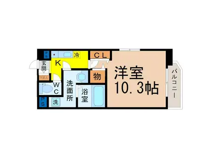 HF今池南レジデンス ウエスト棟(1K/2階)の間取り写真