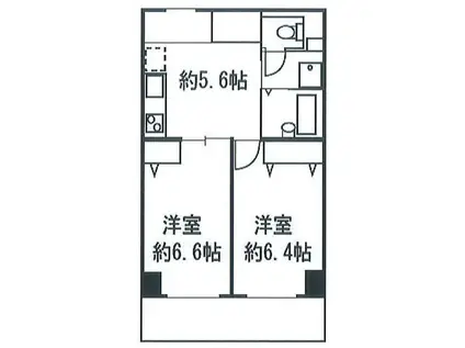 ドミール菊川(2K/4階)の間取り写真