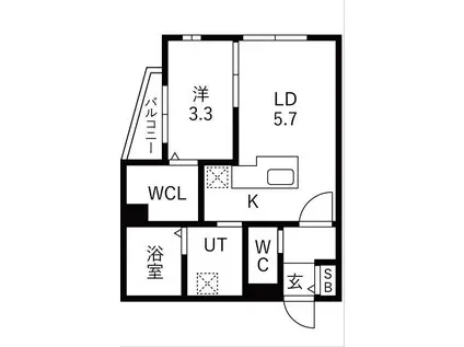 MAISON RIEL 東区役所前(1LDK/2階)の間取り写真