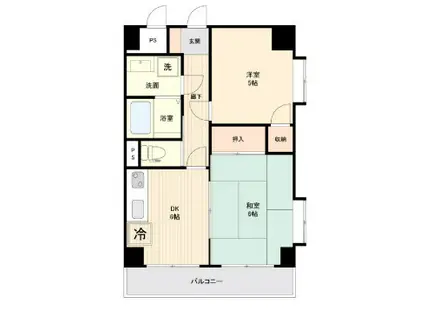 ビューステージ大山(2DK/8階)の間取り写真