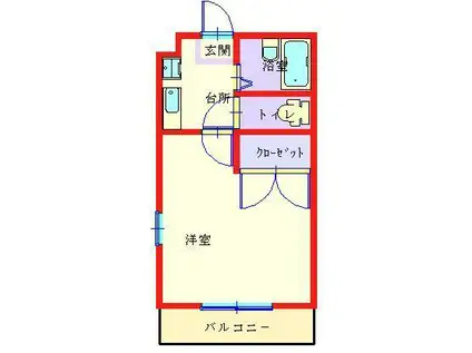 パーシモン(1K/1階)の間取り写真