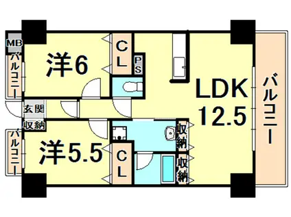 HIYODORI(2LDK/2階)の間取り写真