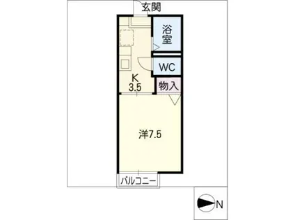 サンディベル杁ヶ池(1K/2階)の間取り写真