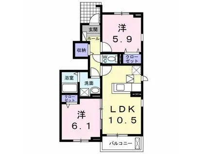 クラール南庄町 D(2LDK/1階)の間取り写真
