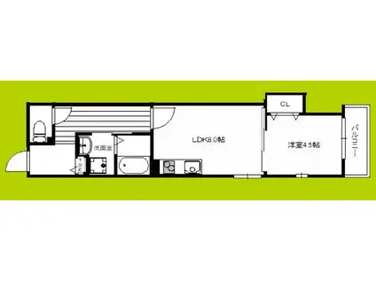 LA VIE BELLE 宝山町II(1LDK/1階)の間取り写真