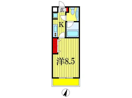 ヴェールコート新宿(1K/1階)の間取り写真