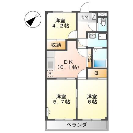 ドルチェ井上(3DK/1階)の間取り写真
