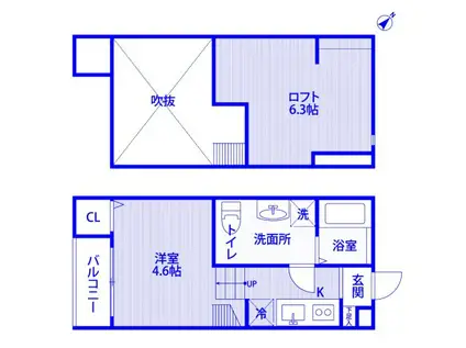 LA LUCE(1K/1階)の間取り写真