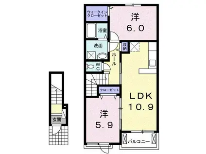 フラン・アンジュ II(2LDK/2階)の間取り写真