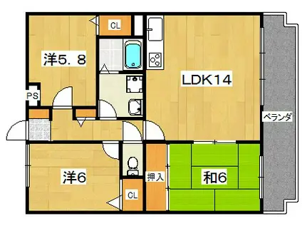ハイツすばる3番館(3LDK/2階)の間取り写真