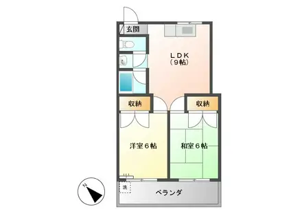 サンリッチ大矢知(2LDK/3階)の間取り写真