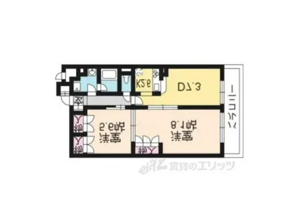 ヴェルデ山科(2LDK/1階)の間取り写真