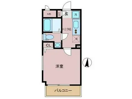 R FLAT(1K/2階)の間取り写真