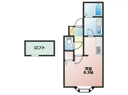 ファルダ不二ガ丘(1K/2階)の間取り写真