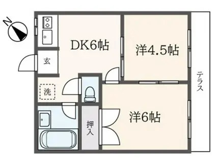 アゼリア6(2DK/1階)の間取り写真