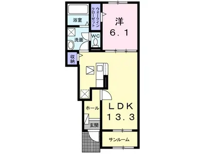 ベルフルール・ドレII(1LDK/1階)の間取り写真