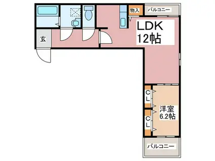 アミティ(1LDK/2階)の間取り写真