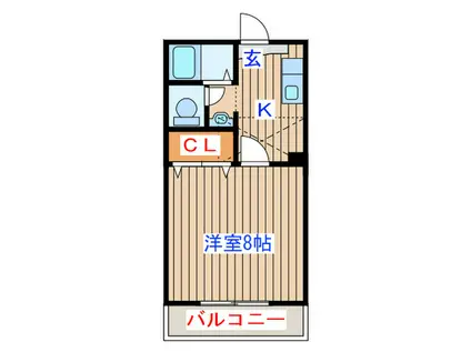 ウエルコート青山(1K/1階)の間取り写真