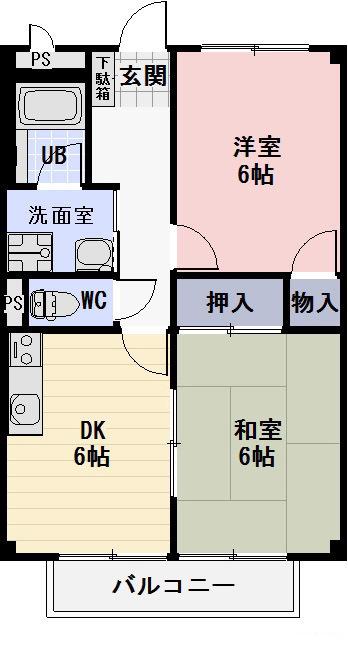 SURPLUSII プラウダ(2DK/2階)の間取り写真
