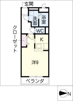 プリミエール塩付通(1K/1階)の間取り写真