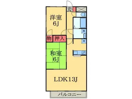 ゼファーシャン・ティオン蘇我壱(2LDK/3階)の間取り写真