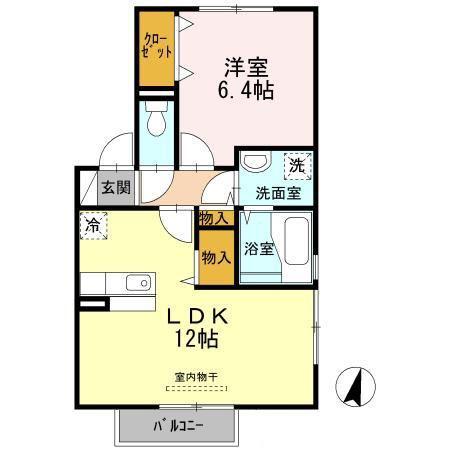 ピュアネス九学通(1LDK/2階)の間取り写真