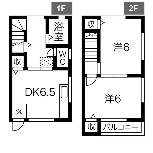 カーサシノ(2LDK/2階)の間取り写真