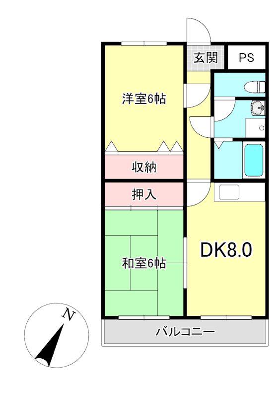 ベルエトワール(2DK/3階)の間取り写真